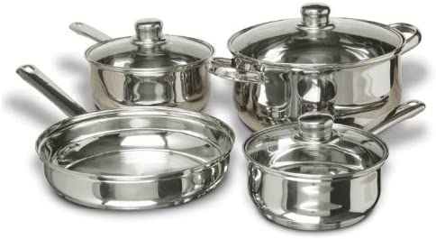 Swiss INOX 18-Piece Stainless Steel Cookware Set, Includes Induction