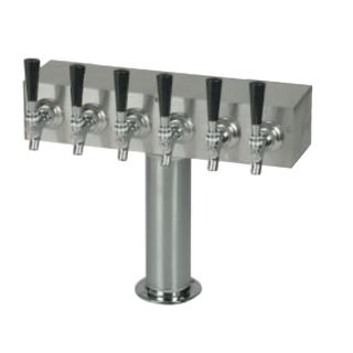 T Tower Dispenser - 6-faucet, 3-inch Diameter, 304 Stainless Steel, Glycol-Cooled