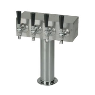 T Tower Wine Dispenser - 4 Faucets, 3in Diameter, Air-Cooled, 304 Stainless Steel