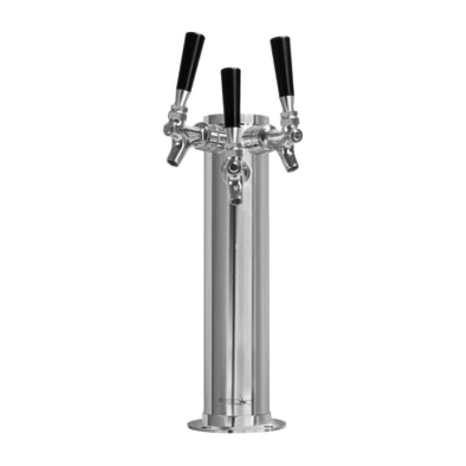 3 Faucet 3" Diameter Glycol Chilled Polished Stainless Steel Tap Tower w/ Chrome Faucets