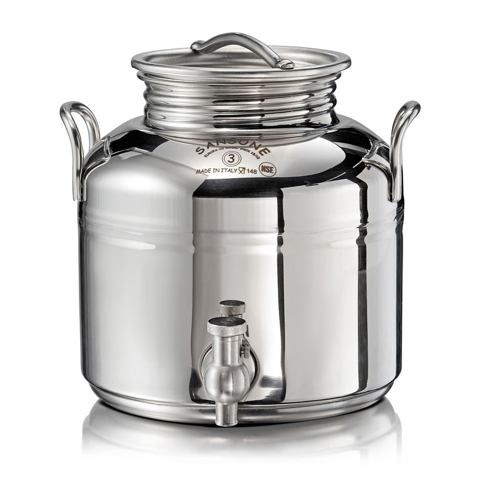 Sansone Olive Oil Drum with Dispenser Canister - 3 Liters + Stainless Steel Cruet