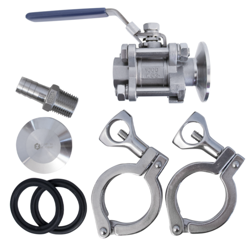 BrewBuilt® Brewing Kettle Valve Pack | 1.5" T.C. x 1/2" FPT Ball Valve