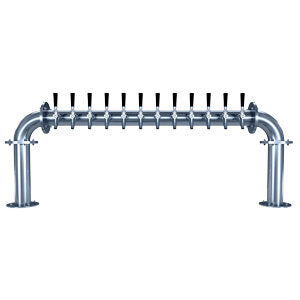 Biergarten "U" Draft Tower - Glycol-Cooled - Polished Stainless Steel - 12 Faucets