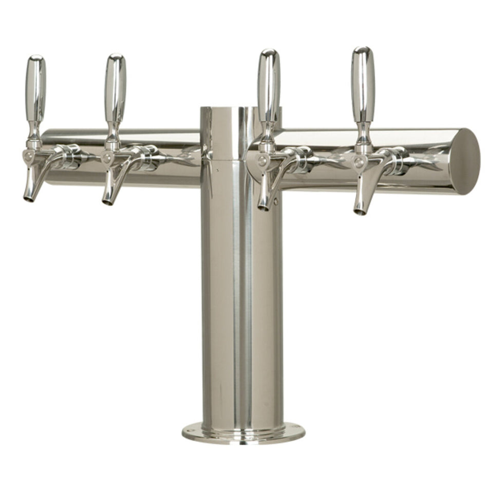 Micro Matic Metropolis "T" 4-Faucet Draft Beer Tower | Stainless Steel, Glycol-Cooled, Commercial Bar Tap System