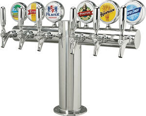 Metropolis "T" - Polished Stainless Steel - Glycol-Cooled - 6 Faucets - Medallions