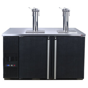 Pro-Line Wine Quad Tap Kegerator - 2 Finesse Towers - 59-1/2" - Black Vinyl