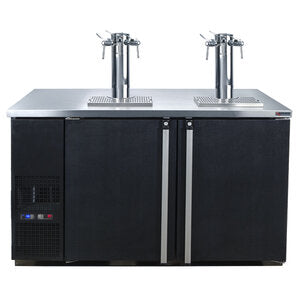 Pro-Line Wine Six Tap Kegerator - 2 Finesse Towers - 59-1/2" - Black Vinyl