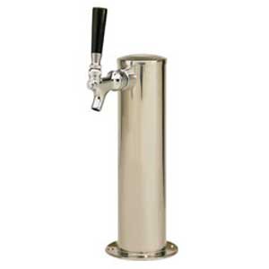 Single Tap Beer Tower - Glycol Cooled - 3" Column - Polished Stainless Steel