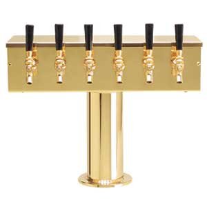 T Style Tower - 4" Column - PVD Brass - Glycol-Cooled - 6 Faucets