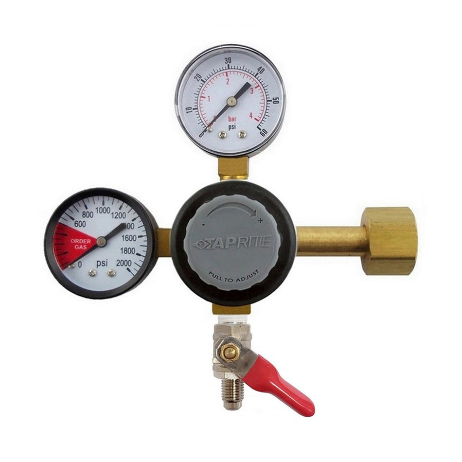 Taprite T742HP-02 Primary CO2 Regulator with 60 lb. Gauge and 1/4" MFL Shutoff Valve