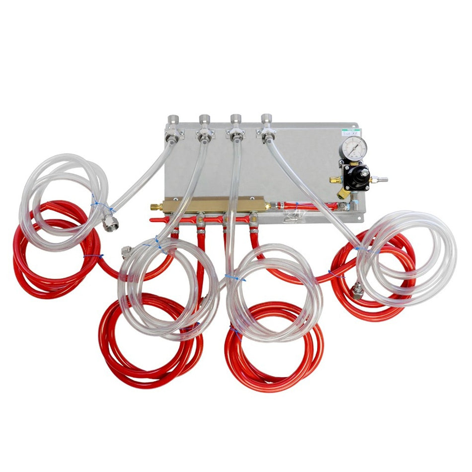 Regulation & Distribution Panel with 4 Brackets and Quad Corny Tube Set