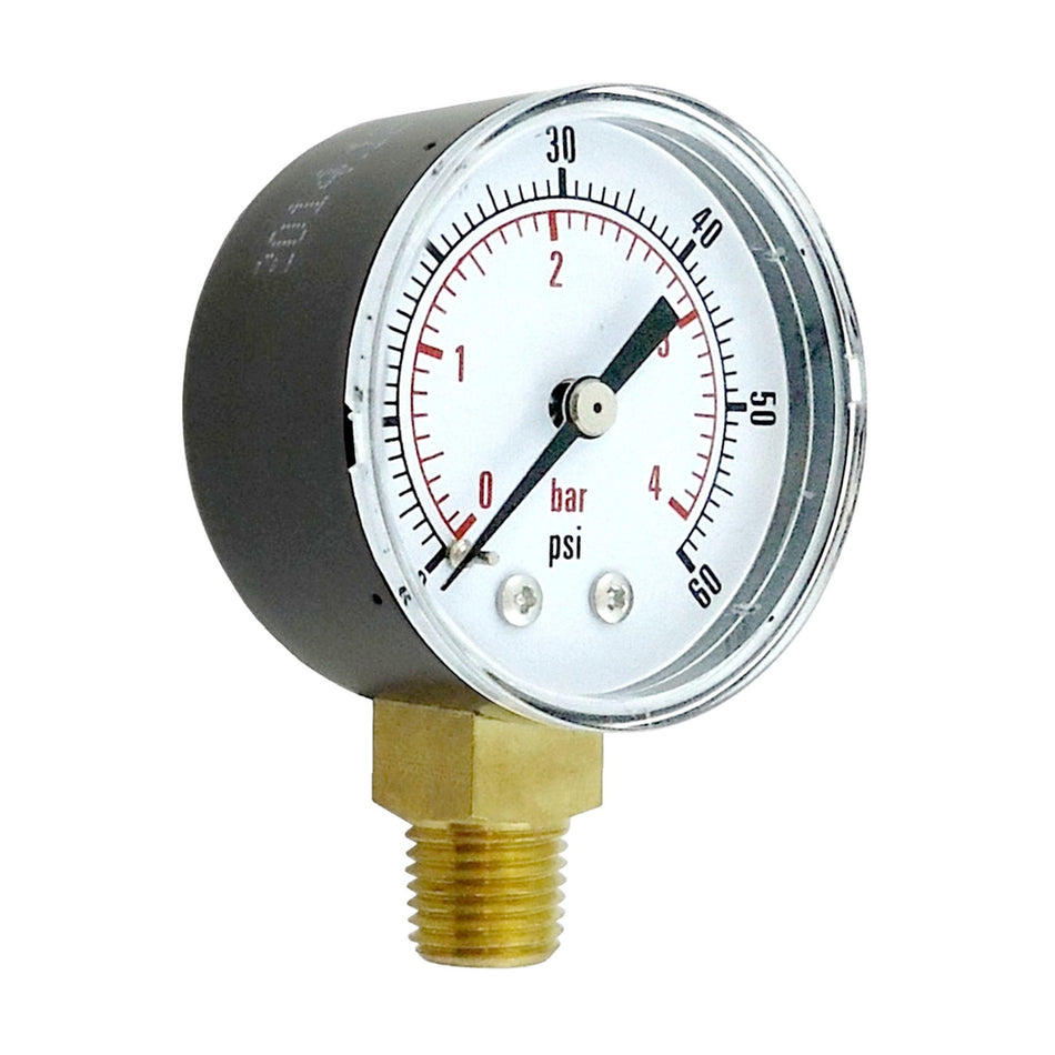 Gauge 2in-Dia- 1/4inMpt Btm-Mnt 60 Psi