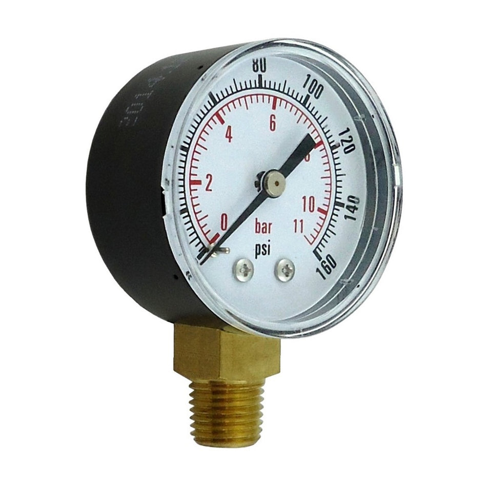 Gauge 2in-Dia- 1/4inMpt Btm-Mnt 160 Psi