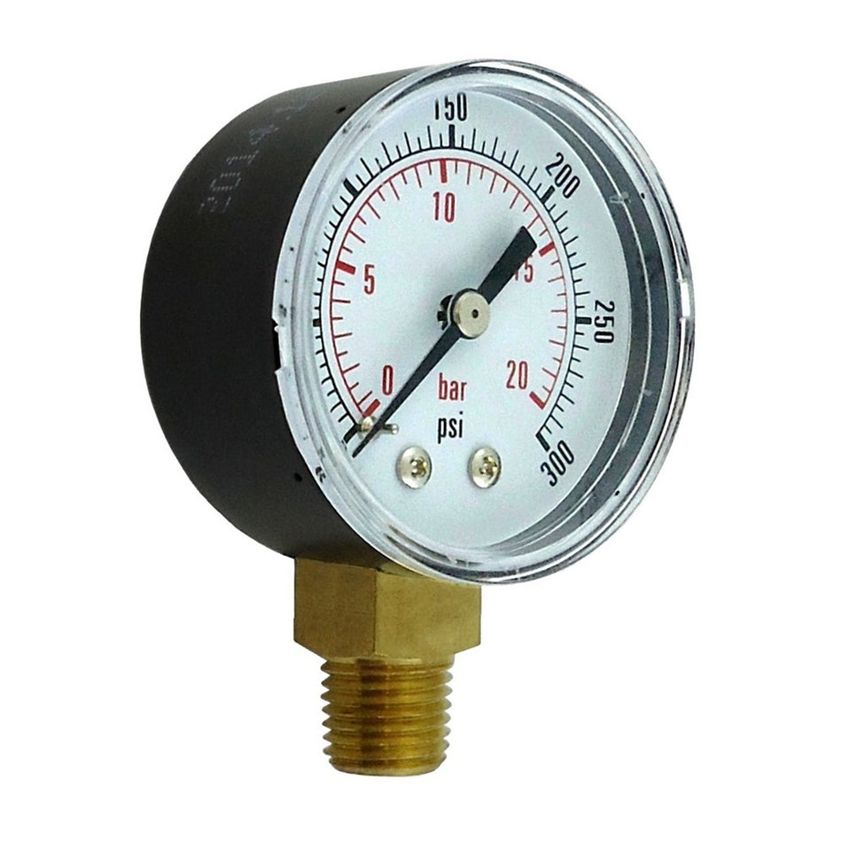 Gauge 2in-Dia- 1/4inMpt Btm-Mnt 300 Psi