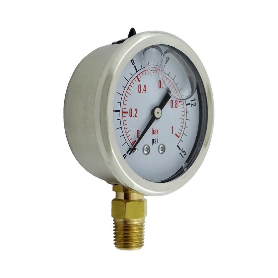 Liq Filled Gauge 2-5in-Dia- 1/4inMpt  15 Psi