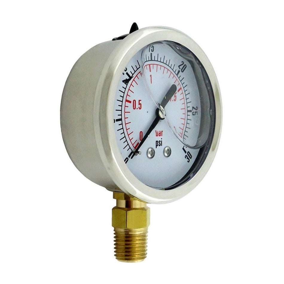 Liq Filled Gauge 2-5in-Dia- 1/4inMpt 30 Psi