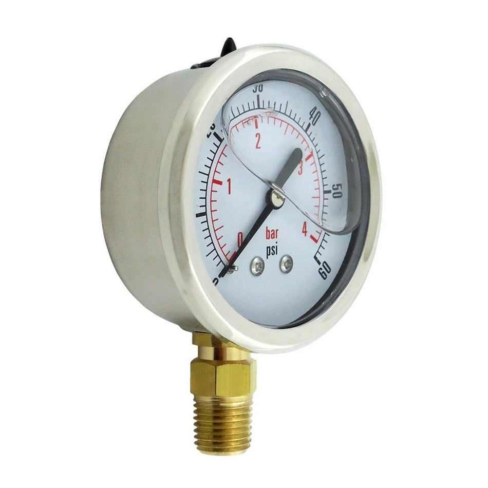 Liq Filled Gauge 2-5in-Dia- 1/4inMpt 60 Psi