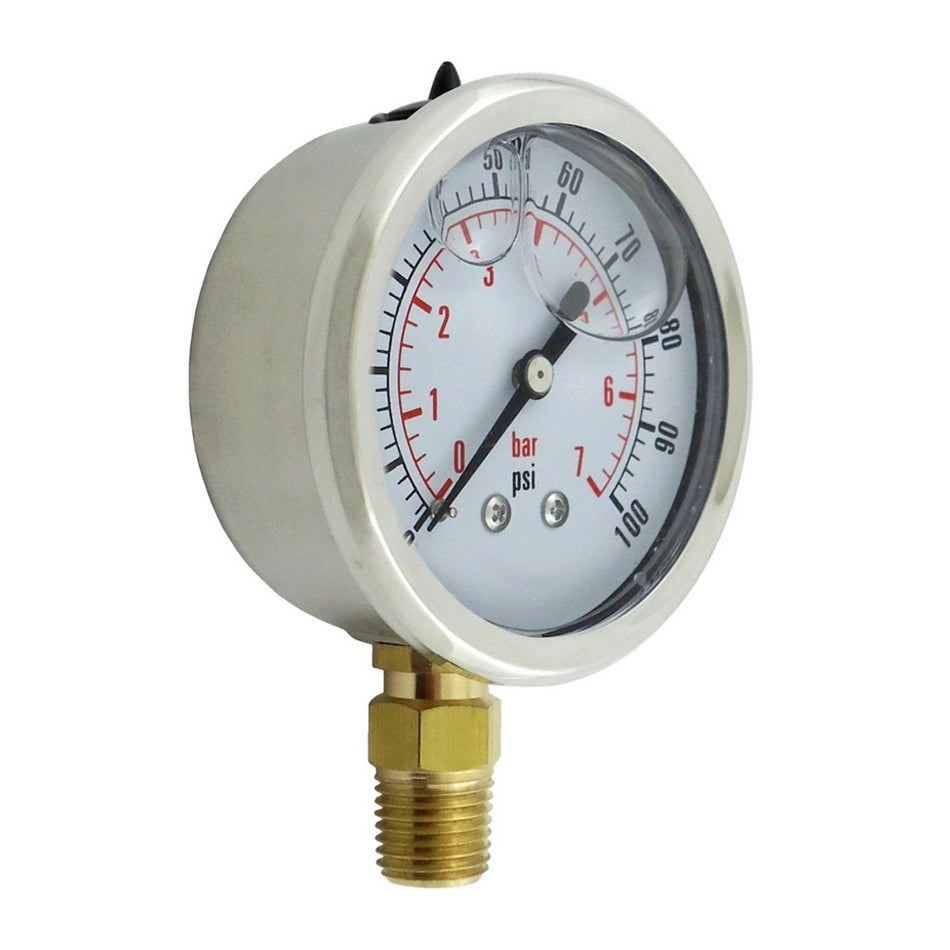 Liq Filled Gauge 2-5in-Dia- 1/4inMpt 100 Psi