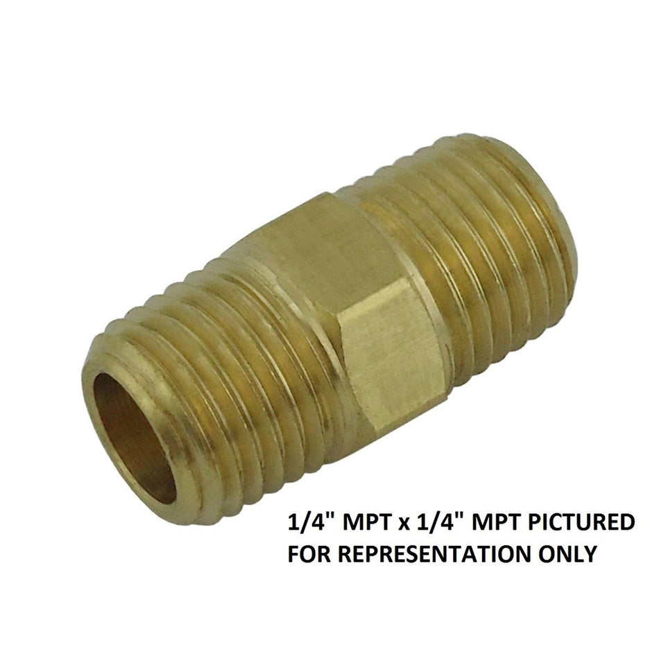 Hex Nipple 1/8inMpt X 1/8inMpt Brass