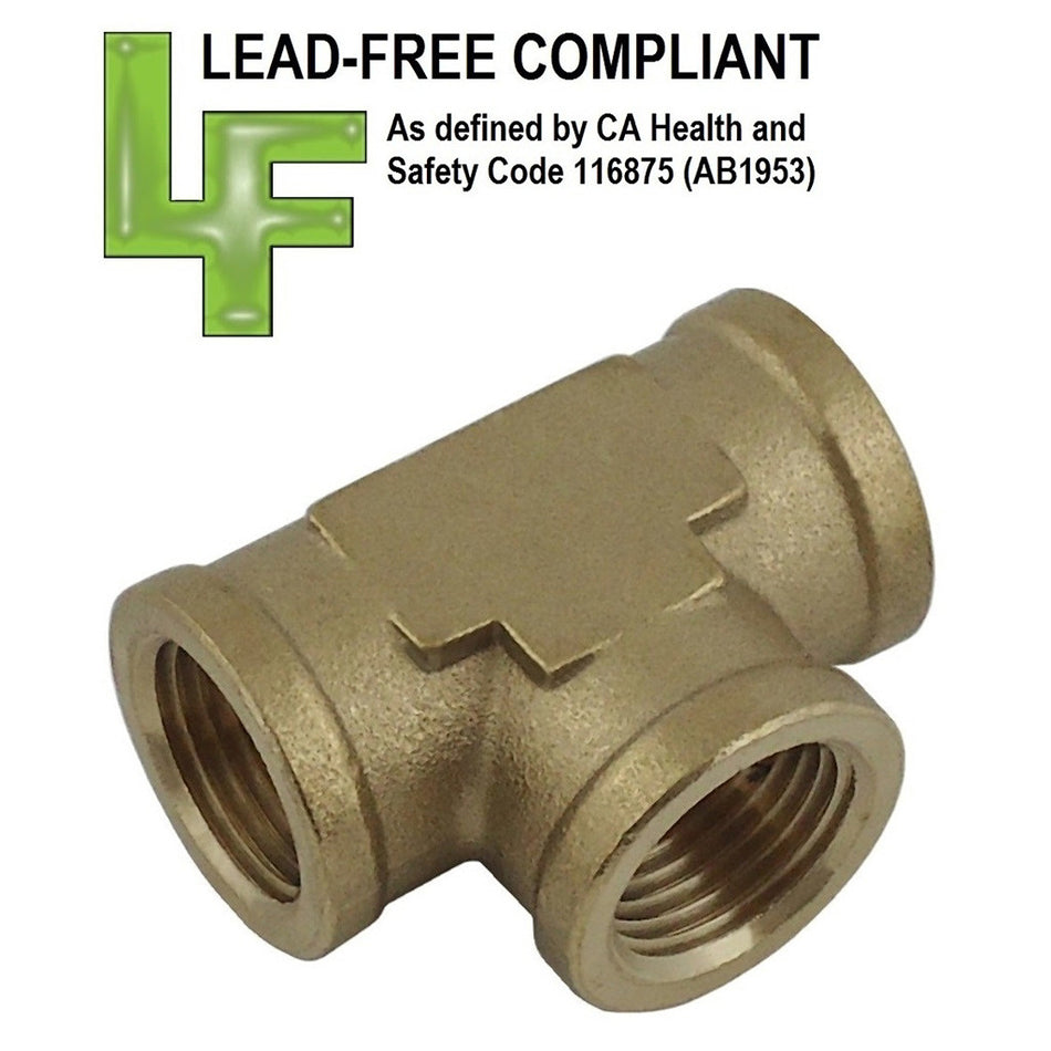 Tee 1/4inFpt-All Lead Free Brass