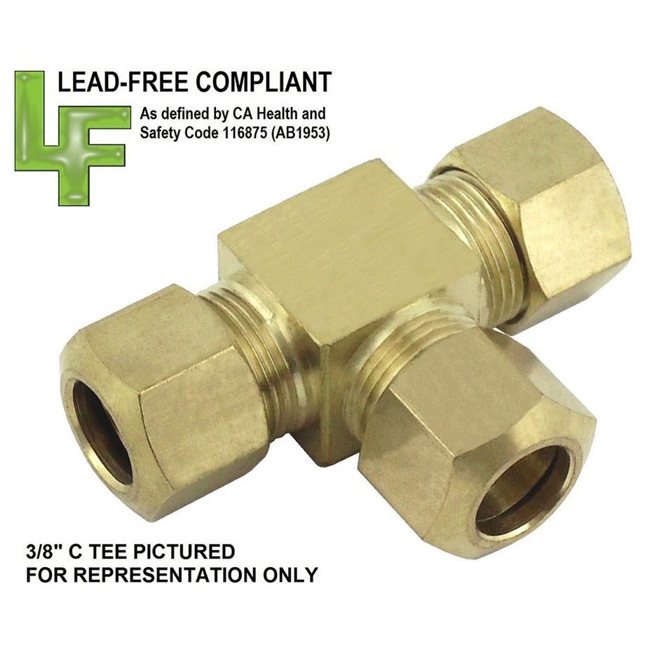 Comp Tee 1/4inC X 1/4inC X 1/4inC Lead Free Brass