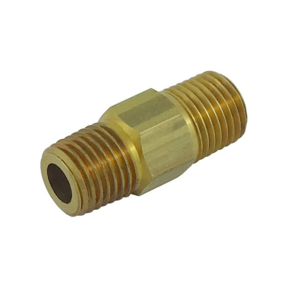 Left/Right Hex Nipple 1/4inMpt X 1/4inMpt Brass