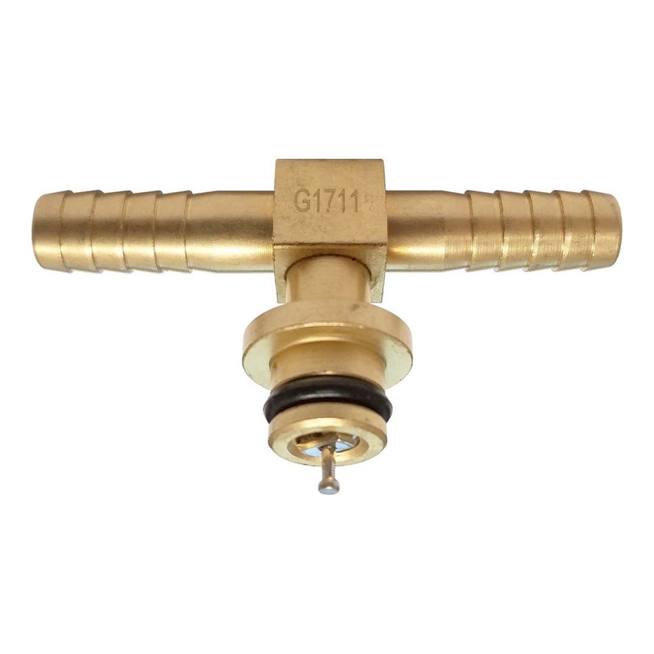 Gas Tee-For Shurflo 1/4inB-W/Shutoff Brass