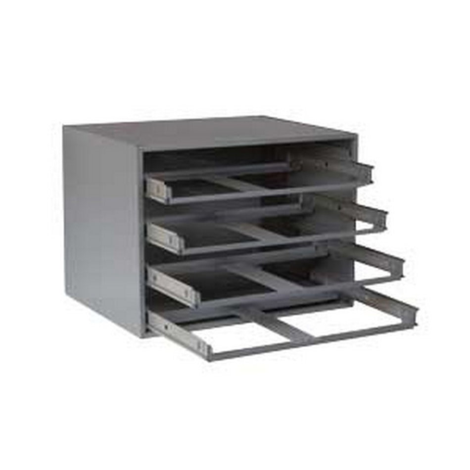 Metal Slide Rack Holds 4  Metal Boxes