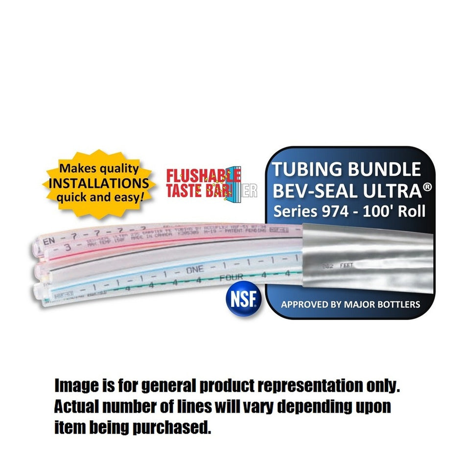 100' - Bev-Seal Ultra Bundle - 8-Line, 7 Ea 1/4" ID + 1 Ea 3/8" ID