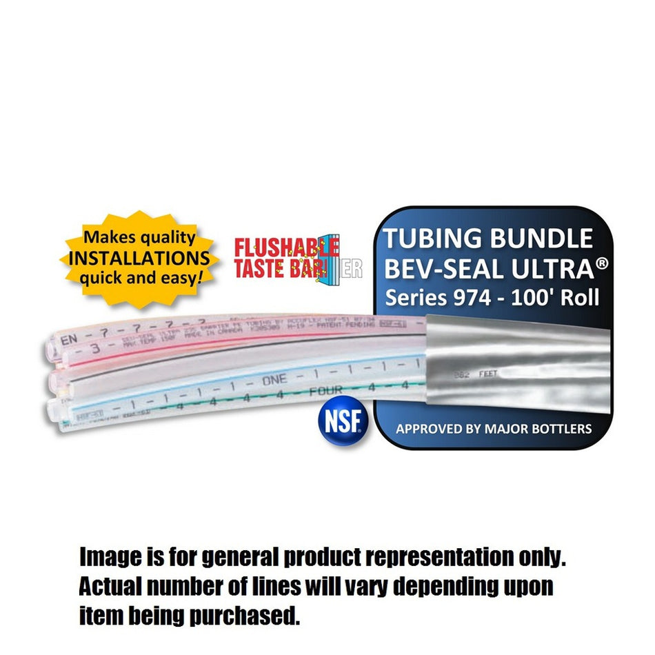 100' - Bev-Seal Ultra Bundle - 10-Line, 8 Ea 1/4" ID + 2 Ea 3/8" ID