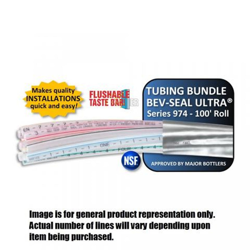 100' - Bev-Seal Ultra Bundle - 12-Line, 8 Ea 1/4" ID + 4 Ea 3/8" ID