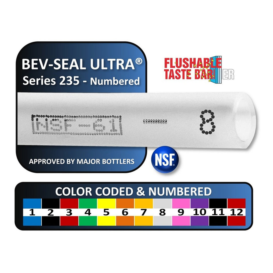 500' Roll 3/8"ID x 1/2"OD Bev-Seal Ultra® Series 235 - Premium Beverage Transfer Tubing with Flushable Liner and Superior Flavor Protection