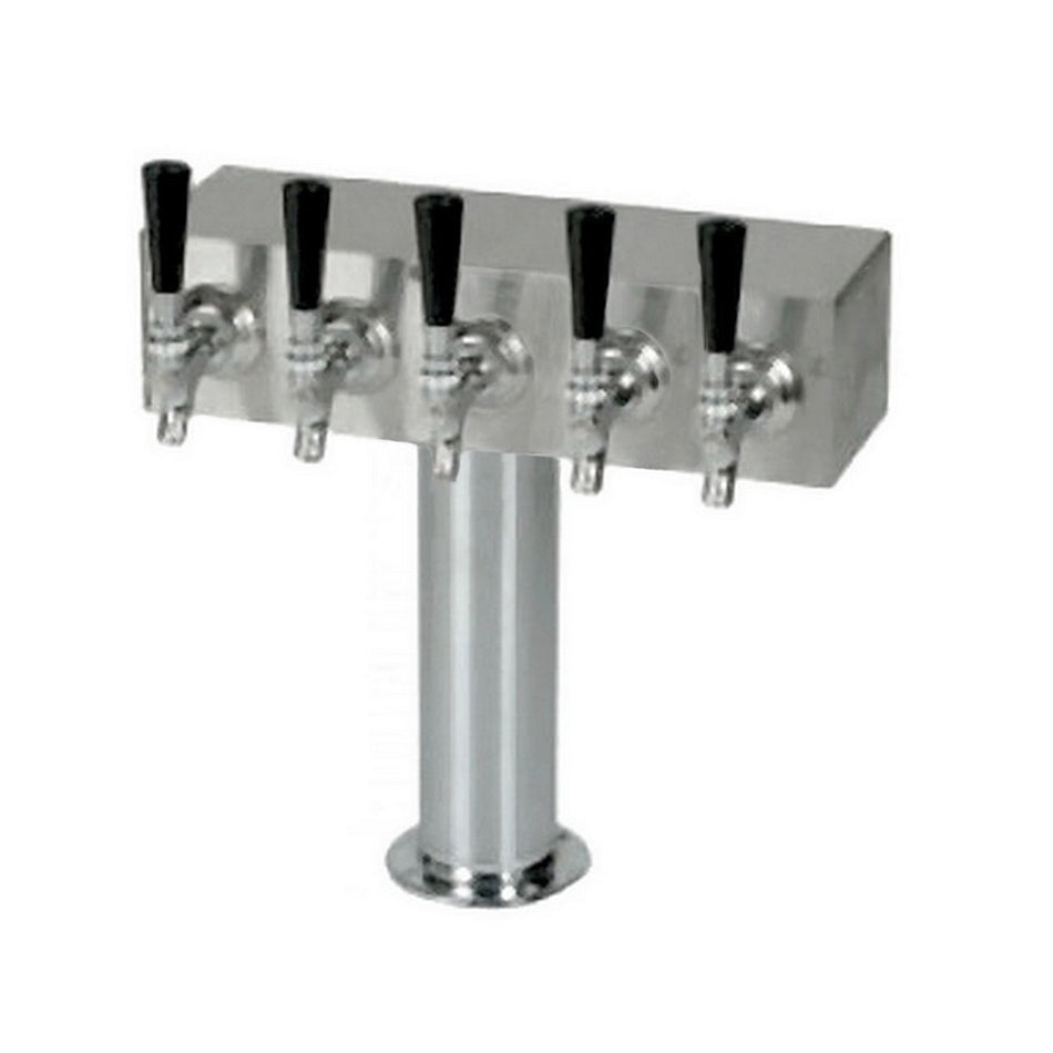 5-Tap T Tower Glycol Dispenser - 3-Inch Diameter, Stainless Steel with Chrome