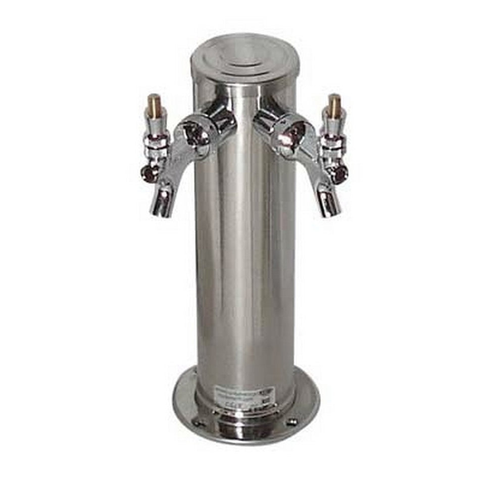 2 Faucet 3" Diameter NSF Rated Air Cooled Polished Stainless Steel Tap Tower w/ Chrome Faucet