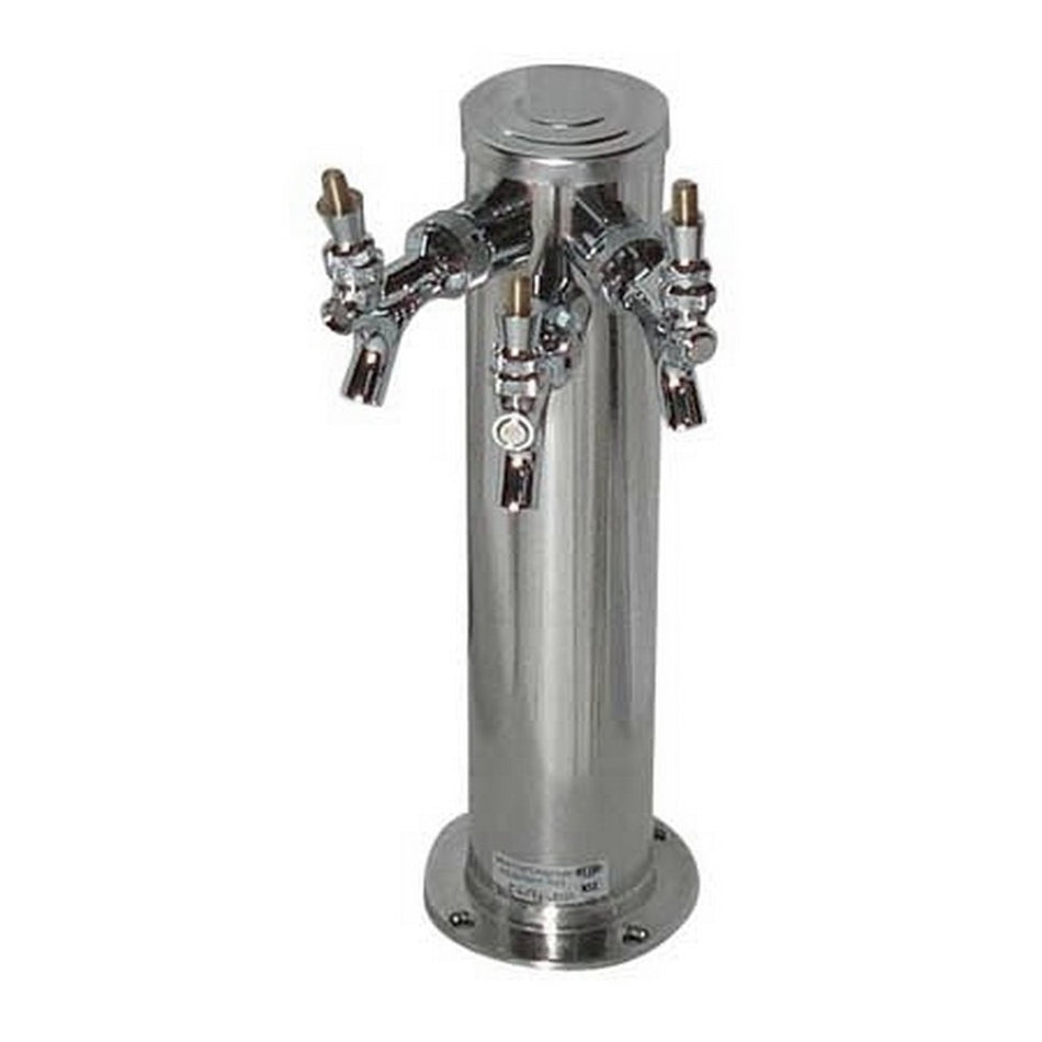 3 Faucet 3" Diameter NSF Rated Air Cooled Polished Stainless Steel Tap Tower w/ Chrome Faucets