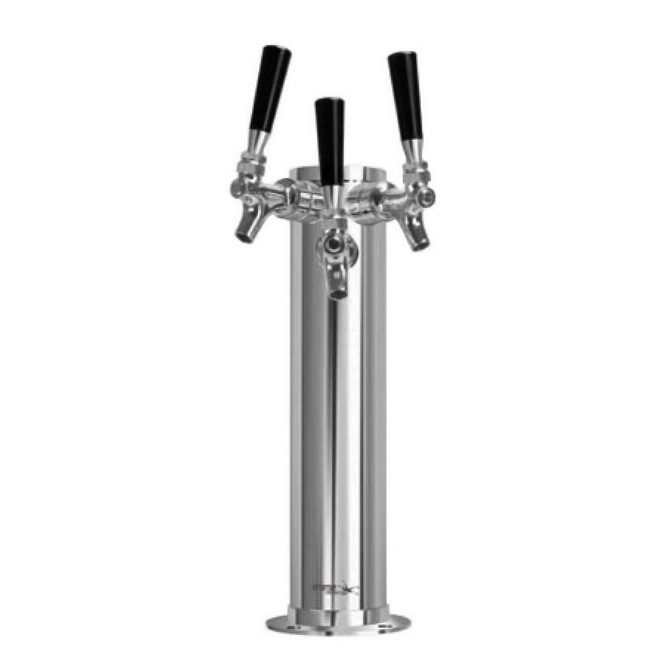 3 Faucet 4" Diameter Air Cool Polished Stainless Steel Tap Tower Column w/ Chrome Faucet