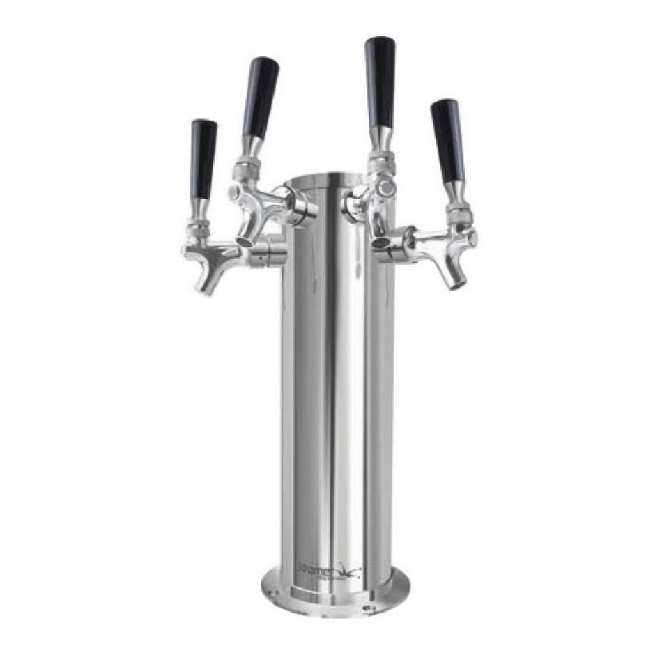 4 Faucet 4" Diameter Air Cool Polished Stainless Steel Tap Tower Column w/ Chrome Faucet