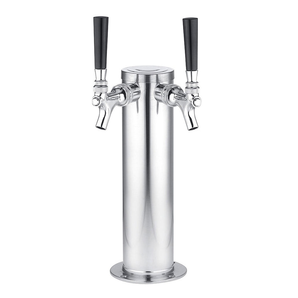 2 Faucet 3" Diameter NSF Rated Air Cooled Polished 304 Stainless Steel Tap Tower w/ 304 Stainless Steel Faucet for Beer