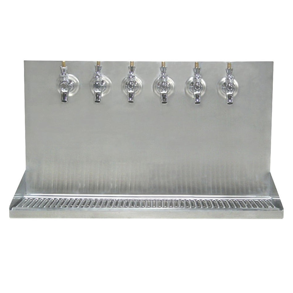 6-Faucet Wall-Mounted Dispenser: Air-Cooled Stainless Steel with Chrome Finish