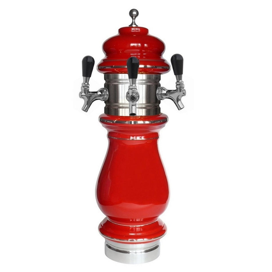 3-Faucet Air-Cooled Ceramic Tower: Vibrant Red with Chrome Accents