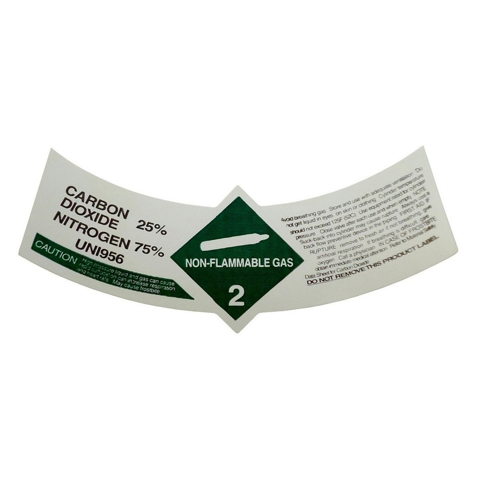 Cylinder Label-Caution:Co2 25% / N2 75% 250/Roll