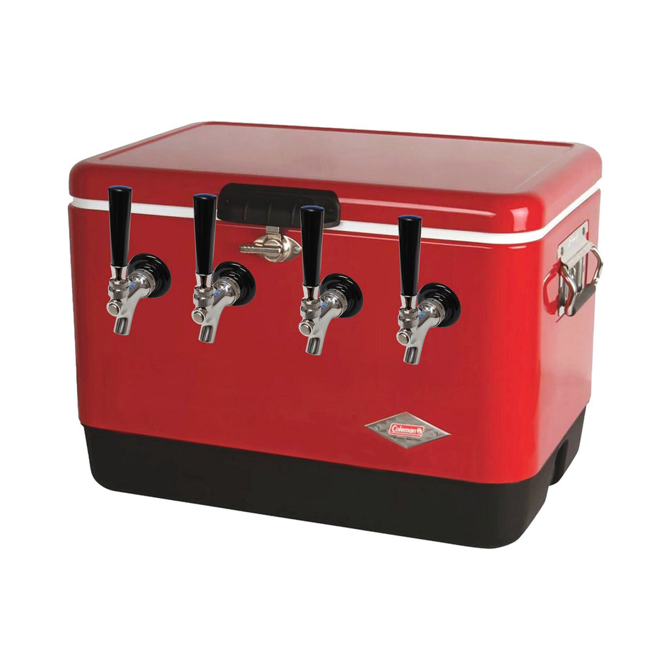 4-Tap Cold Plate Dispenser - 54-Quart Red Stainless Steel 304