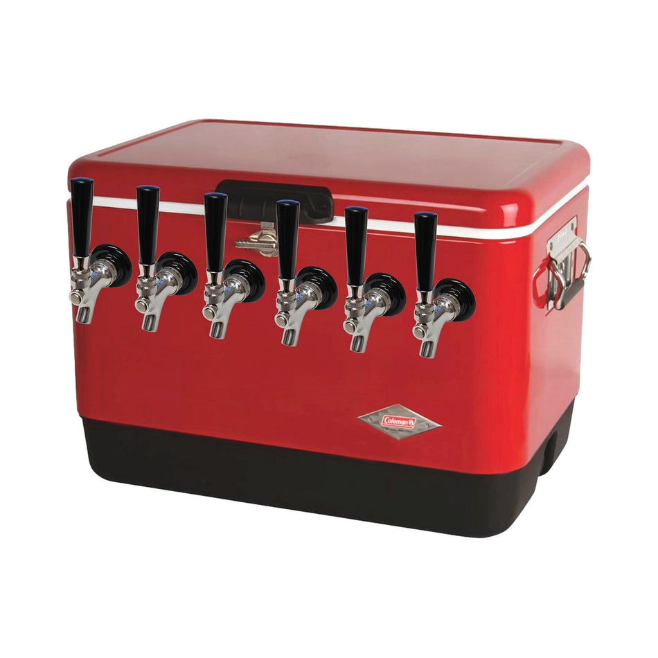 6-Faucet Red Cold Plate Dispenser: 54-Qt Stainless Steel 304