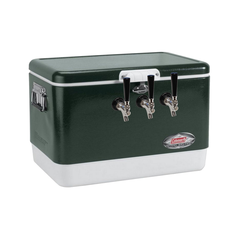 Cold Plate Beverage Dispenser - 3 Faucets, 54-Qt, Green 304 Stainless Steel