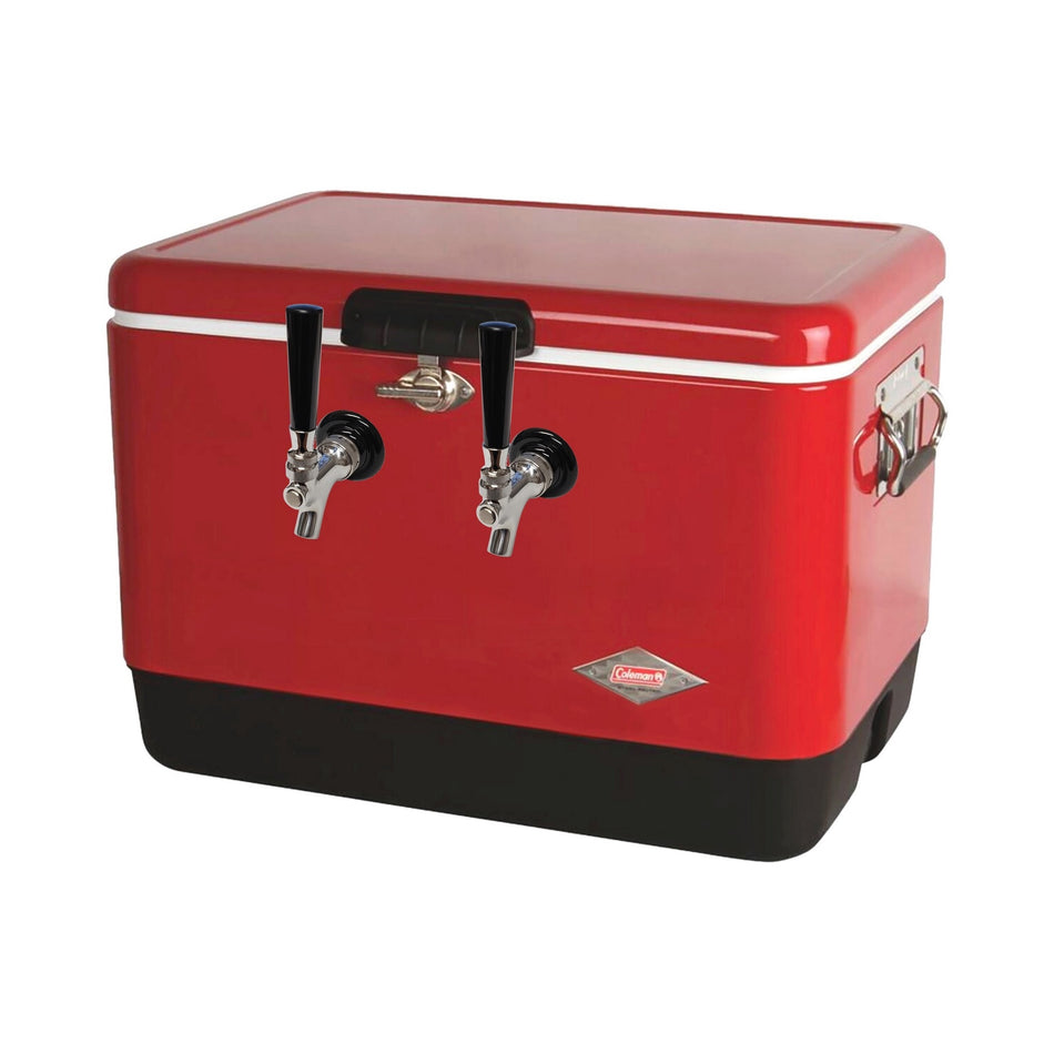 70' Coil Dispenser with 2 Faucets, 54-Quart - Red 304 Stainless Steel