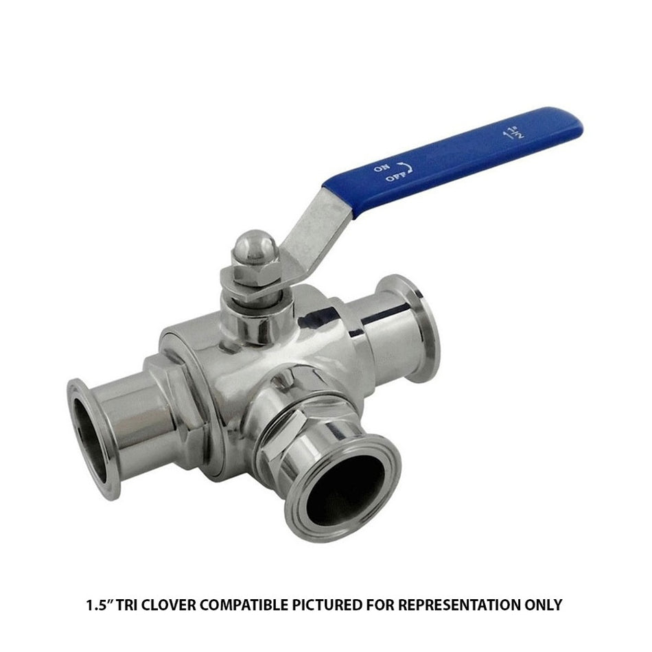 3-Way Ball Valve-Tri Clvr Comp 3/4inCaps