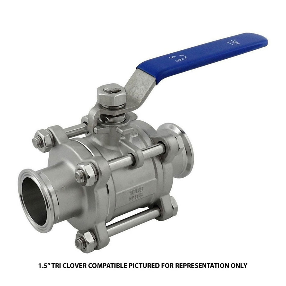 3-Pc Ball Valve-Tri Clvr Comp 1inCaps