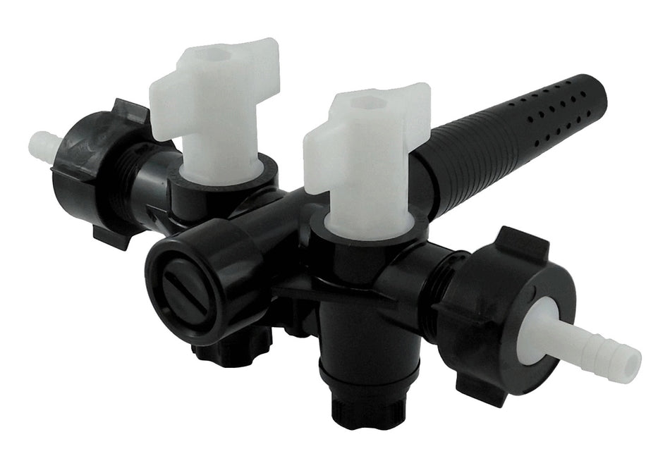 Double Cask Tap-Plastic 3/4inBsp 3/8inB