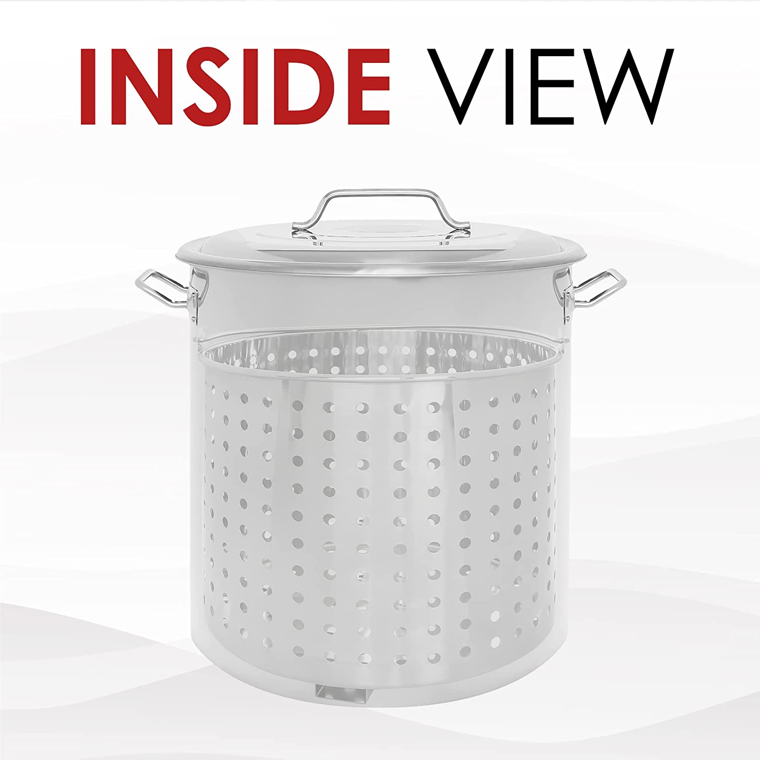 Concord 42 qt Stainless Steel Stock Pot w/Basket. Heavy Kettle. Cookware for